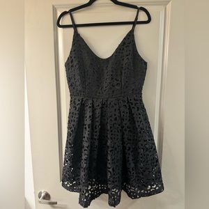 Black Cocktail Dress with Laser Cut Lace